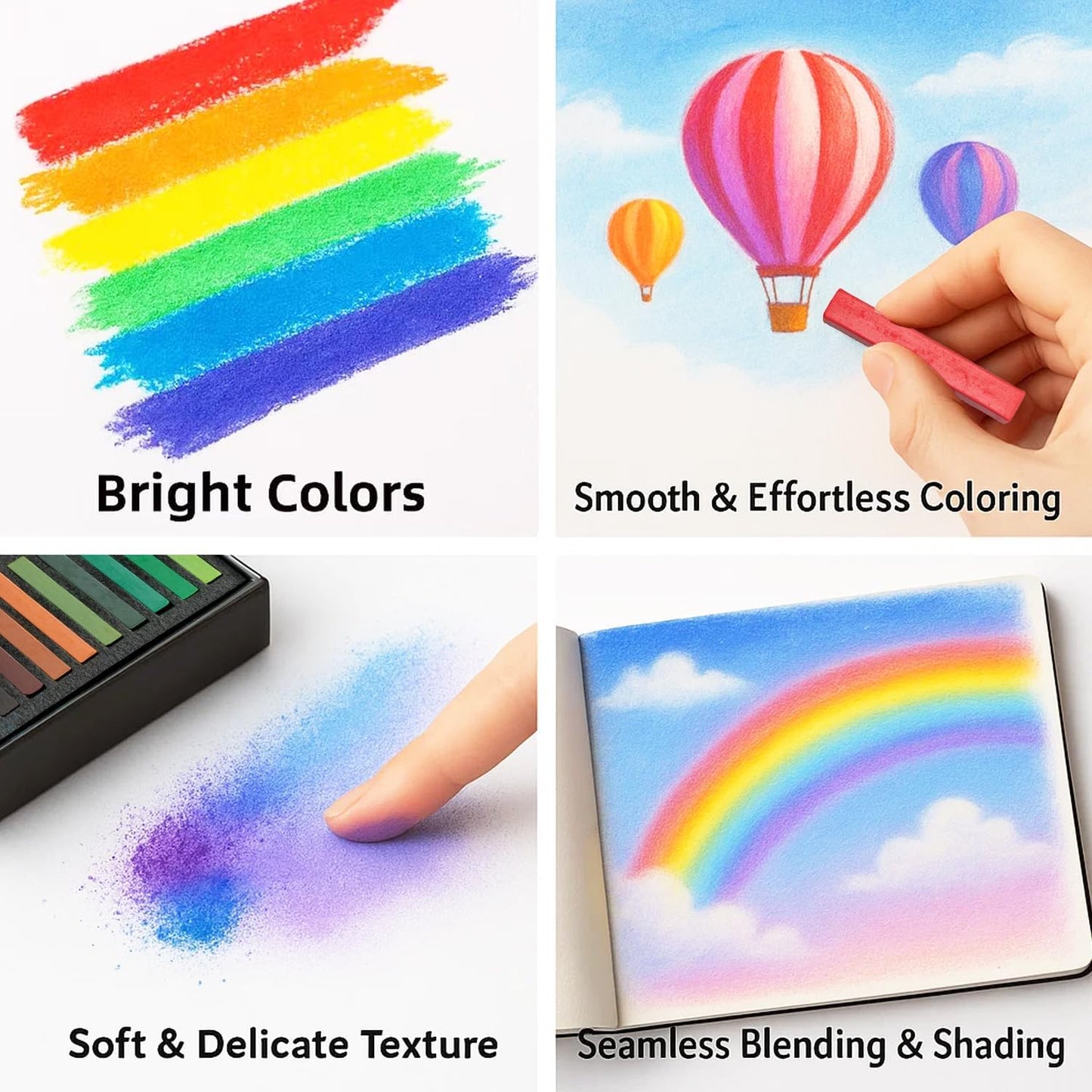 Soft Pastels Set, Square Chalk Pastel Sticks, Assorted Colors for Artists, Students & Beginners, Drawing, Coloring, Sketching, Shading, Blending & Layering (72 Colors)