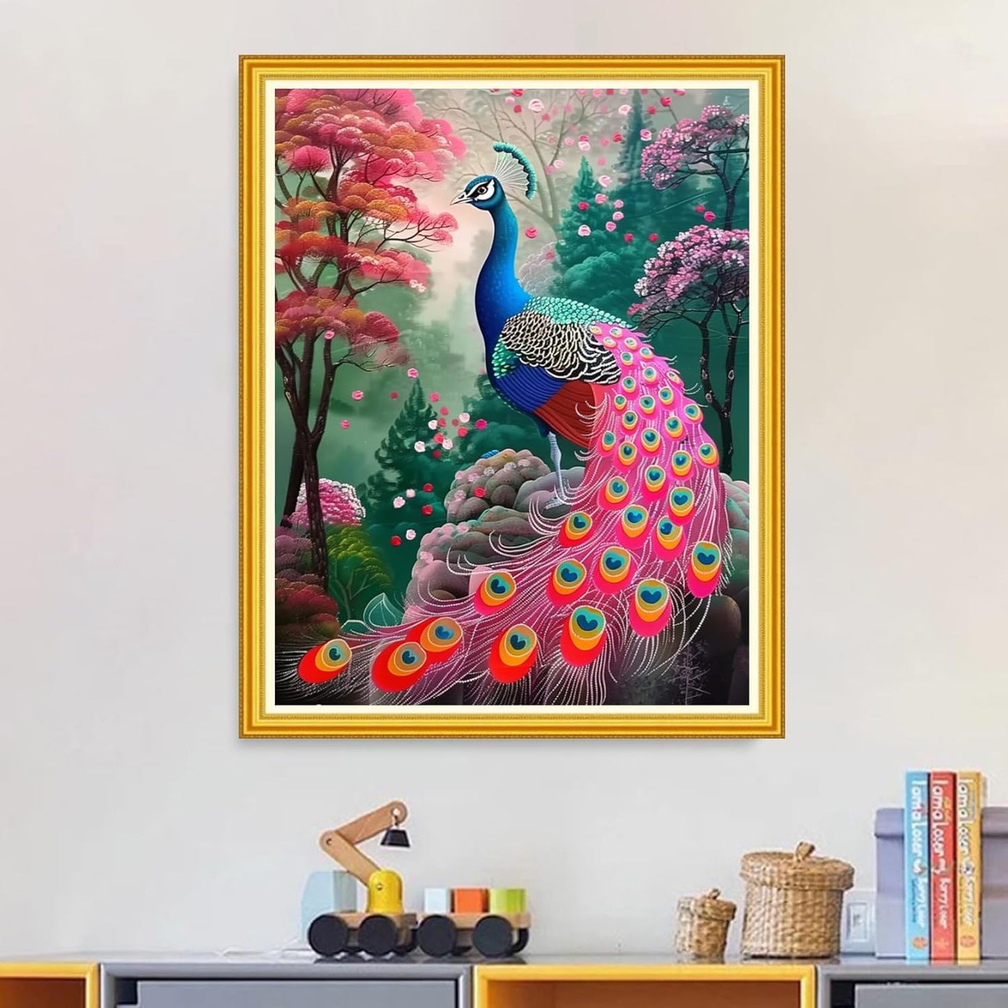 Magxvouy Cross Stitch Kits Stamped Full Range of Embroidery Kits,Cross Stitch Patterns Needlework Kits for Beginners 11CT Printed Kits&Colorful Peacock 16x20 inch