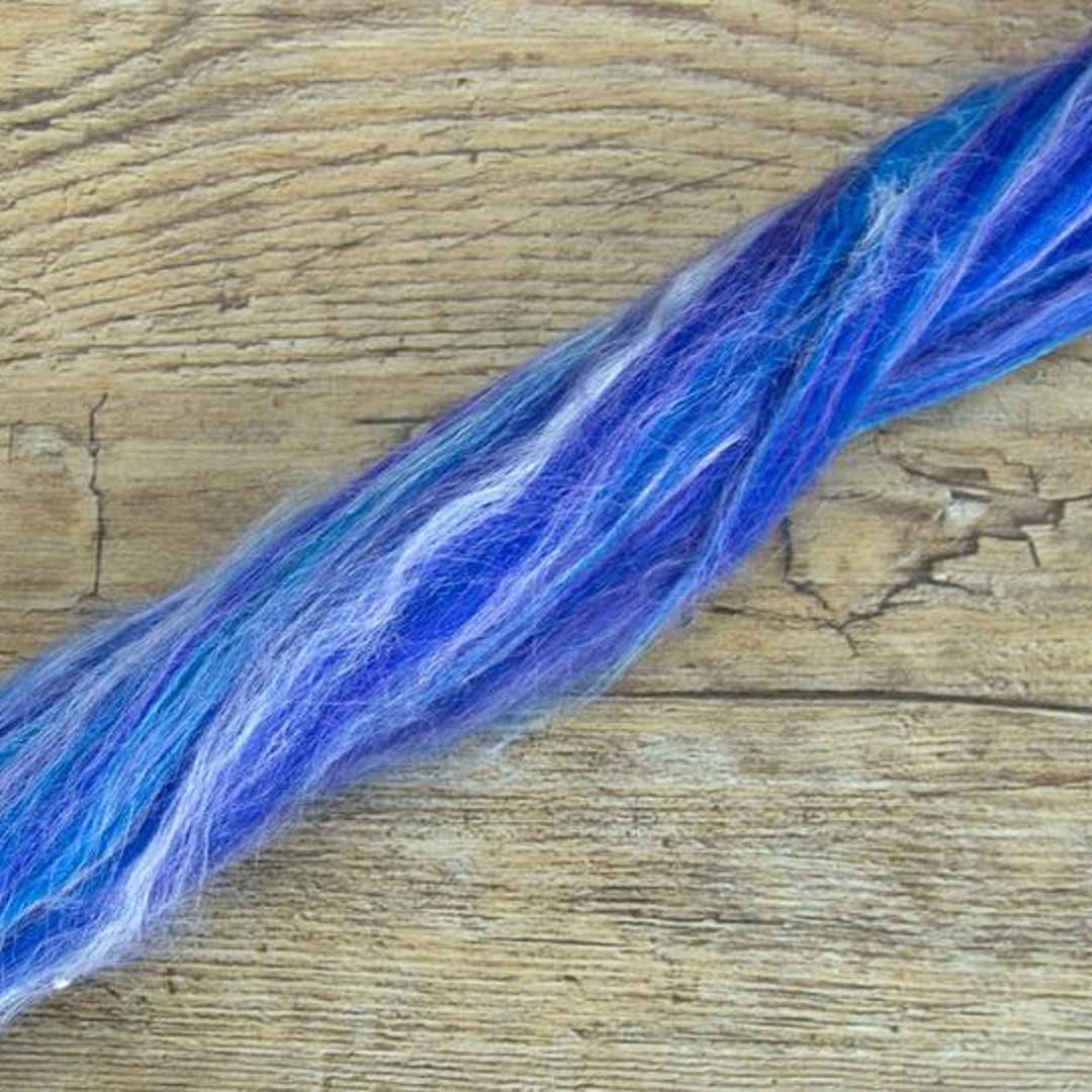 Revolution Fibers – Constellation Range Roving (8 Ounces) | Multicolored Tonal Blend of 70% Dyed Merino and 30% Tussah Silk Combed Top | Soft Fiber for Felting, Spinning, Knitting (Phoenix Blue)