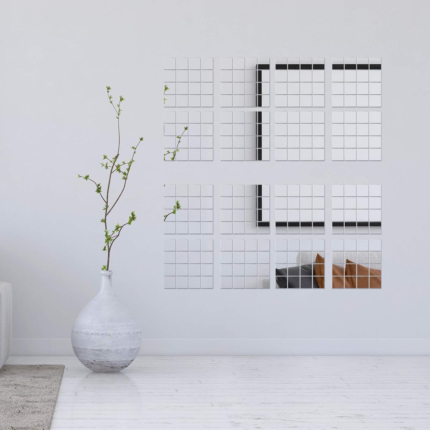Jetec Mini Size Acrylic Square Mirror Adhesive Small Square Mirror Tiles for Crafts and DIY Projects Supplies(25 Pcs,2 Inches)