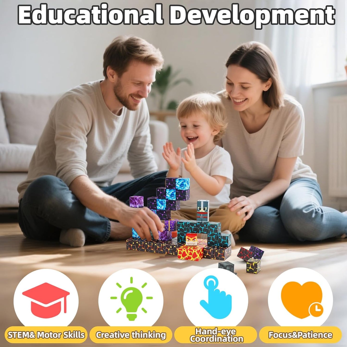 Magnetic Blocks,100PCS Magnetic Building Blocks,Magnet Blocks Build 3D World Stacking Toys,STEM Sensory Educational Toys Gifts Set for Kids Toddlers Boys 3 4 5 6 7 8 9+ Year Old