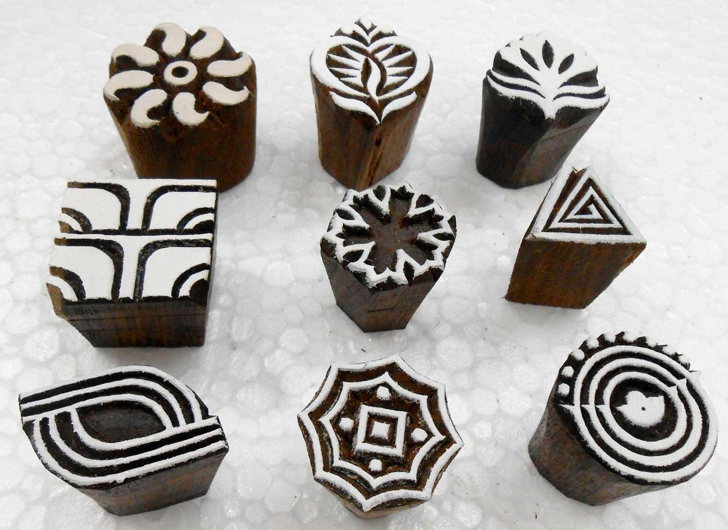 Wholesale Lot of 9 Wooden Block Stamps for Textile Printing/Homedecor/Henna Tattoo/Crafts Printing Pattern for Saree/Scrapbooking