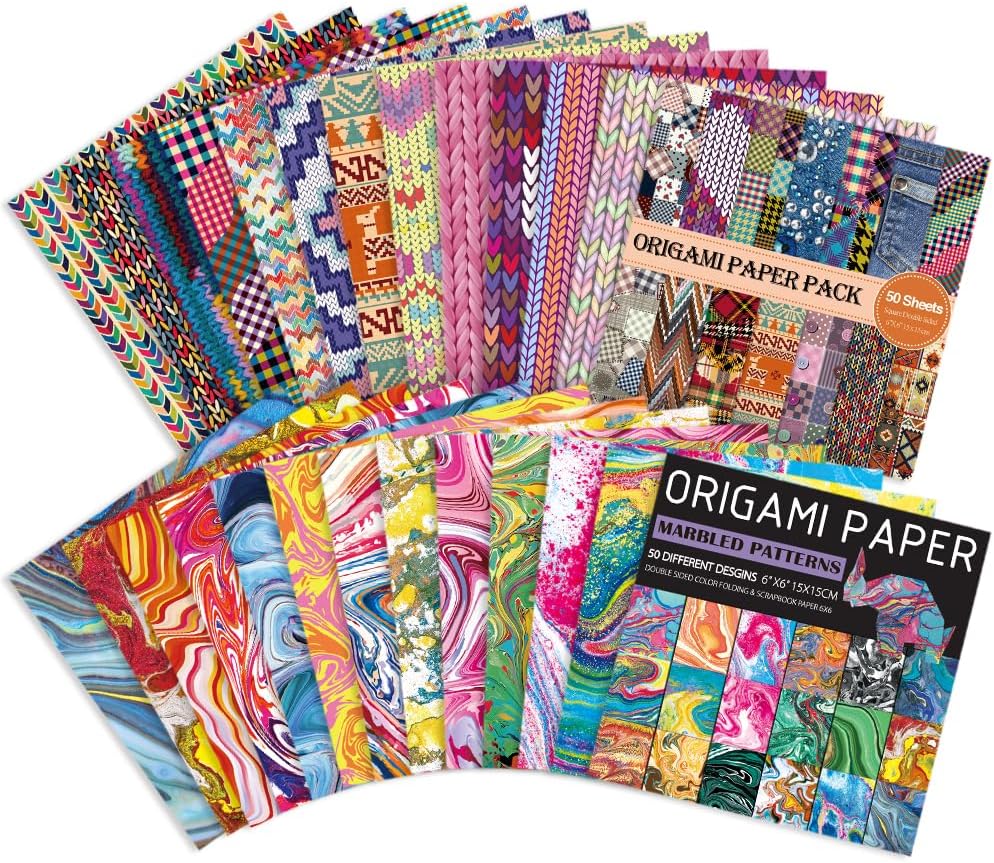 Origami Paper Kit Dobule Sided 100 Sheets 100 Colors 6 Inch Japanese Chiyo Square Easy Fold Arts Crafts DIY Handwork Origami Papers Beginner Cloth Rock Color