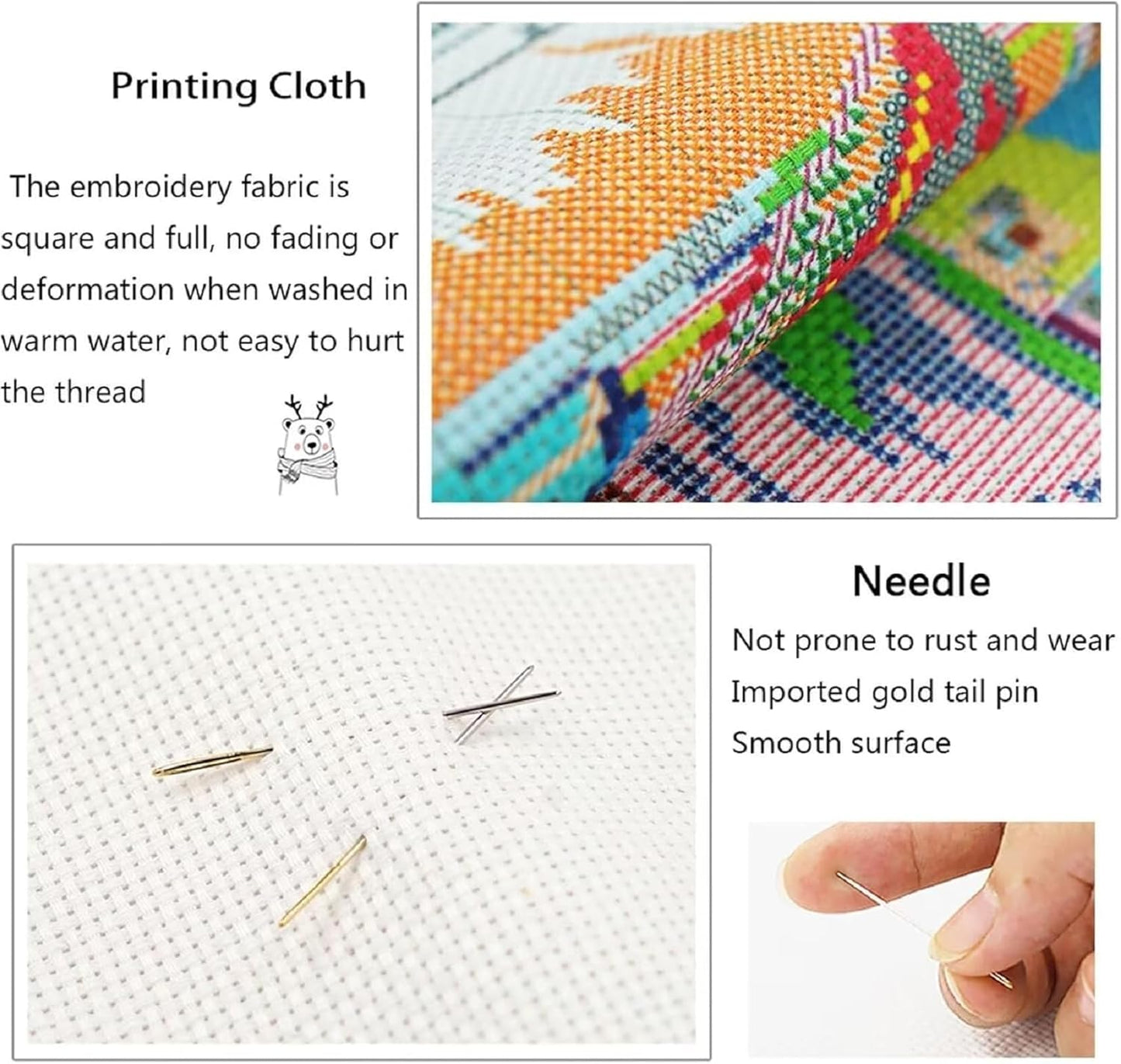 Stamped Cross Stitch Kits for Adults Beginners Pillow Needlepoint Kit with Embroidery Pattern Needlework Kit Prestamped Stitches Kit 11CT Cross Stitching-Hummingbirds Collect honey18x18inch