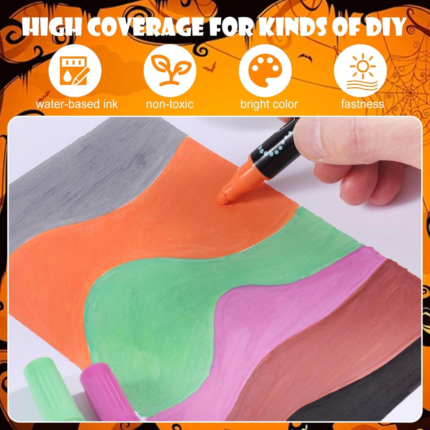 30 Colors Waterproof Dual Tip Acrylic Paint Pens, Dot & Fine Tip Premium Coloring Drawing Markers Set for Wood, Rock Painting, Canvas, Glass, Ceramic Surfaces and DIY Crafts Making Art Supplies