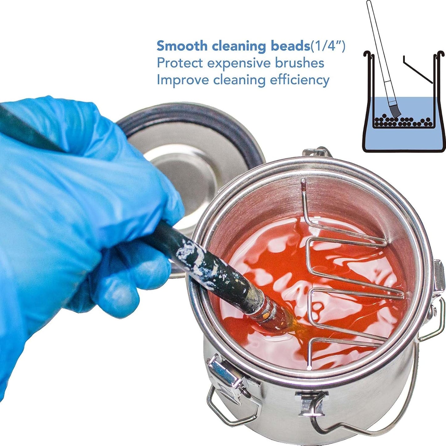 Paint Brush Washer,Airtight Stainless Steel Brush Cleaner for Oil Painting Acrylic,Brush Washer with Cleaning Beads and Wringer