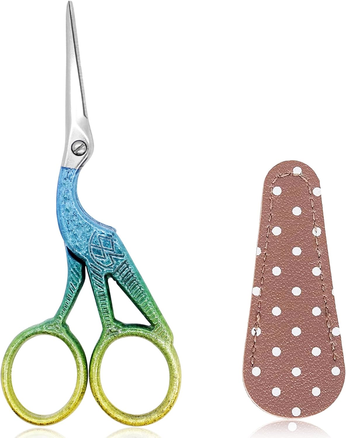 BIHRTC 4.5Inch Stainless Steel Sharp Tip Scissors with Leather Safe Cover Household Needlework Scissors for Embroidery Craft Needle Work Art Work Handcraft Threading