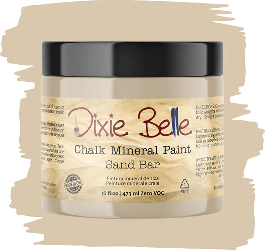 Dixie Belle Paint Company Chalk Finish Furniture Paint - Sand Bar (16oz) - Matte Neutral Tan Chic Chalk Mineral DIY Furniture Paint