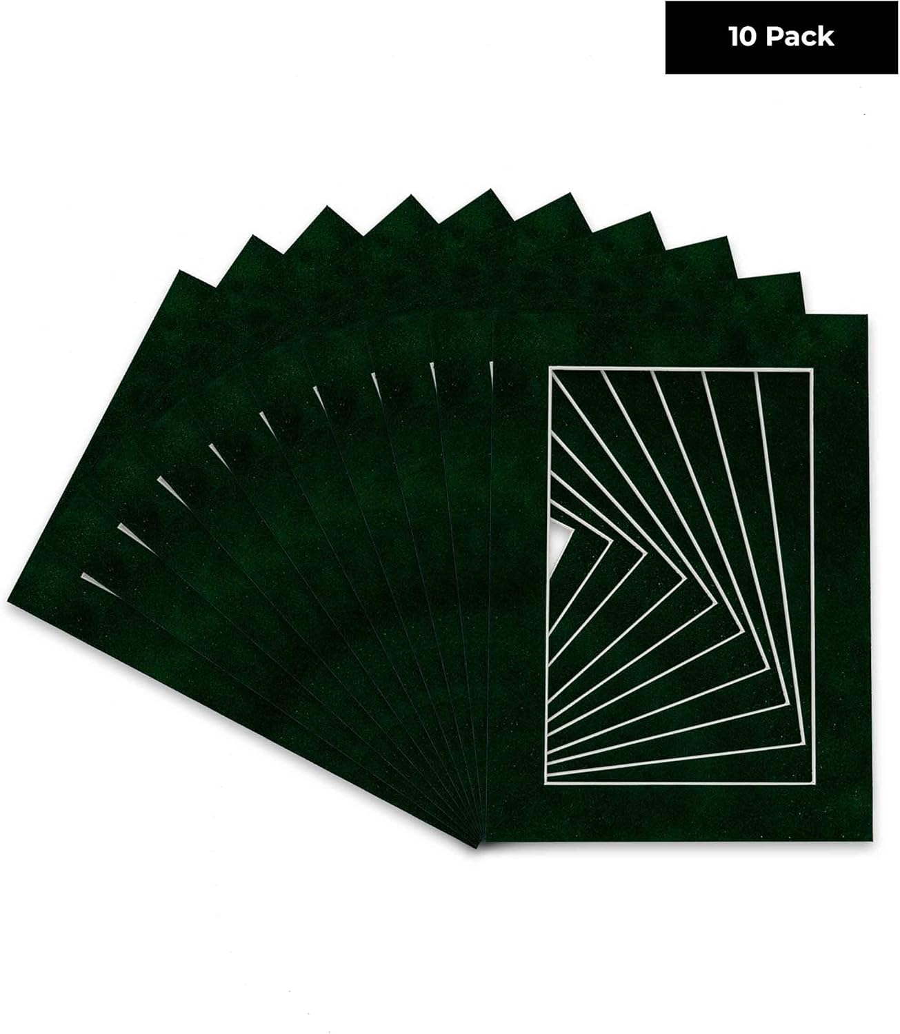 Pack of TEN 11x14 Mats Bevel Cut for 8.5x11 Photos - Acid Free Green Suede Precut Matboards For Pictures, Photos, Framing - 4-ply Thickness