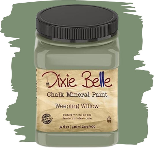 Dixie Belle Paint Company Chalk Finish Furniture Paint - Weeping Willow (32oz) - Matte Soft Green Chic Chalk Mineral DIY Furniture Paint