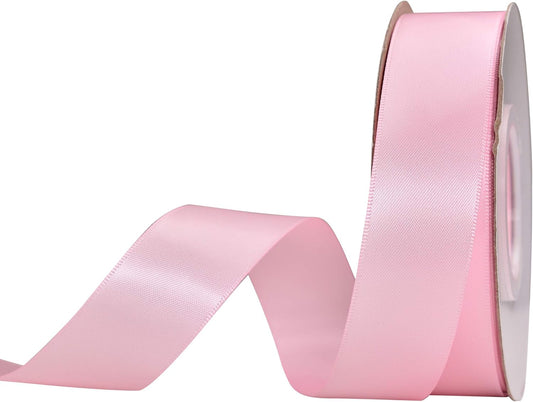 YAMA Double Face Satin Ribbon - 1 Inch 25 Yards for Gift Package Wrapping,Floral Design,Hair Bow Clip Making,Crafting,Sewing,Wedding Decor, Pink