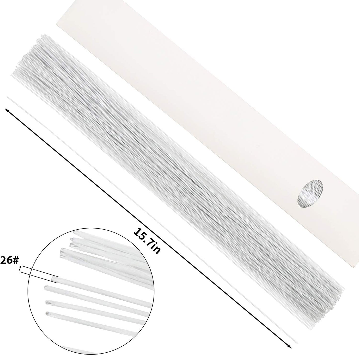 CCINEE 26 Gauge White Floral Wire Stem for Flower Arrangement Craft Supply,16 Inch,200PCS