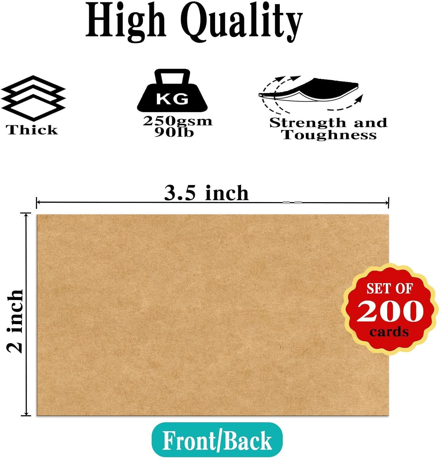 200 Pack 2x3.5 Kraft Blank Cardstock Paper - Small Plain White Cards for Printer, Create Business Cards, Thank You Packaging Insert, Gift Favor Tag, Paper Craft, Stamp, Write, Draw, DIY Card Making