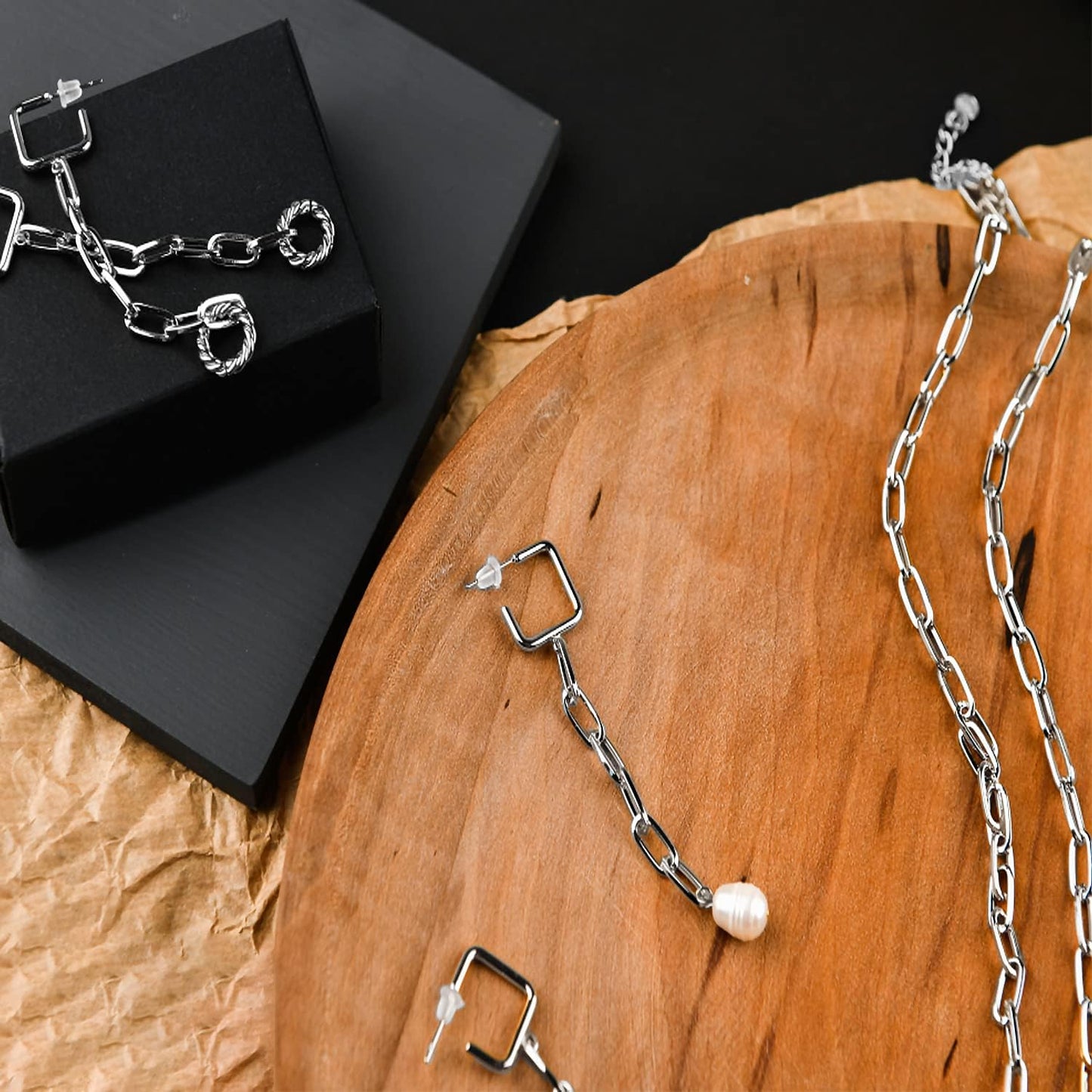 Jishi 16ft Paperclip Chain 4mm Silver Stainless Steel Paper Clip Link Chain Roll for Necklaces Jewelry Making Bracelet Craft Supplies DIY Earring Findings - Metal Jewelry Making Chain Links Bulk