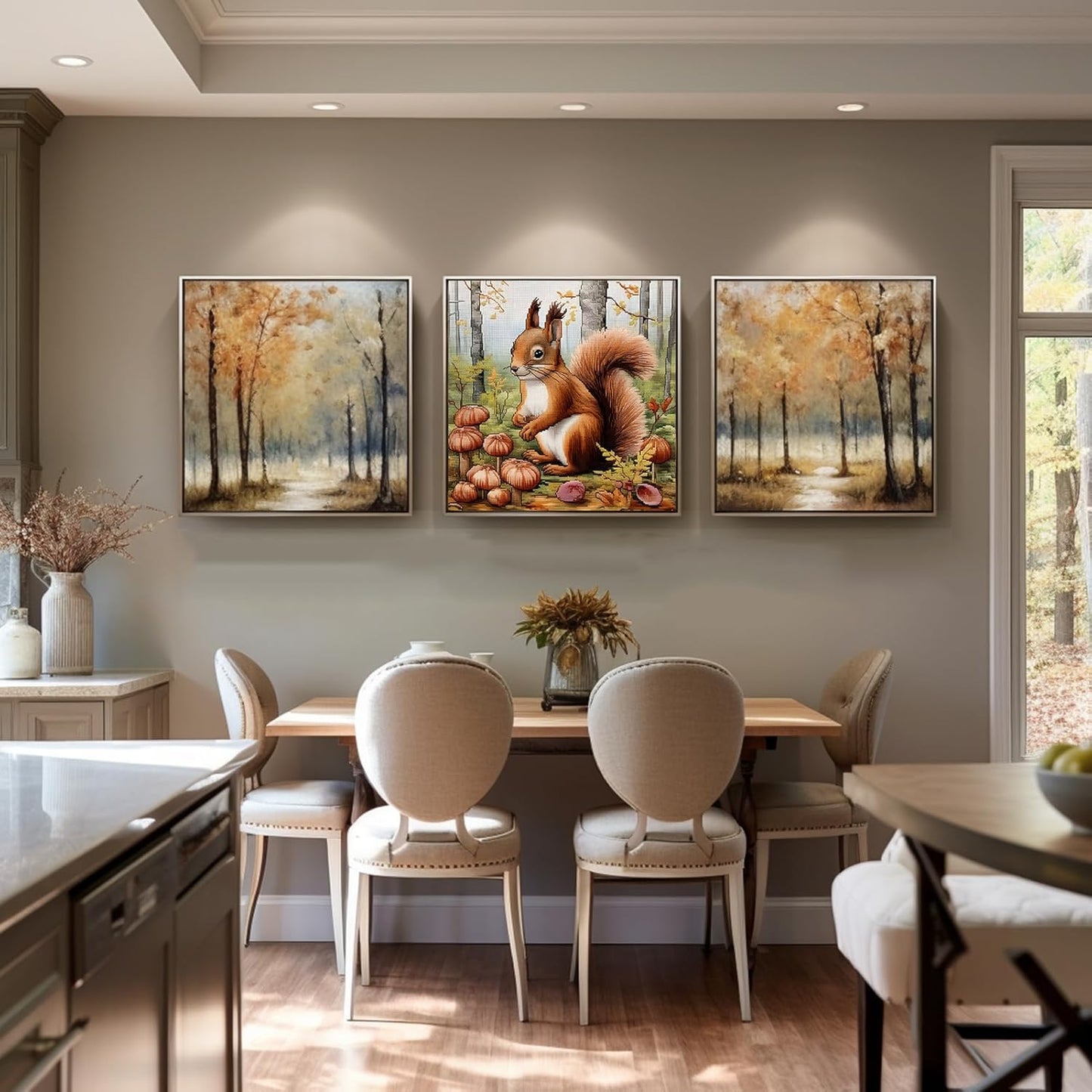 51buyoutgo 11CT Stamped Cross Stitch Kits for Adults - 14x14 in Beginner Embroidery Kit with Funny Easy Washable Animal Squirrel Pattern, Pre Printed Fabric, Fit for DIY Home Decor & Mom Gifts