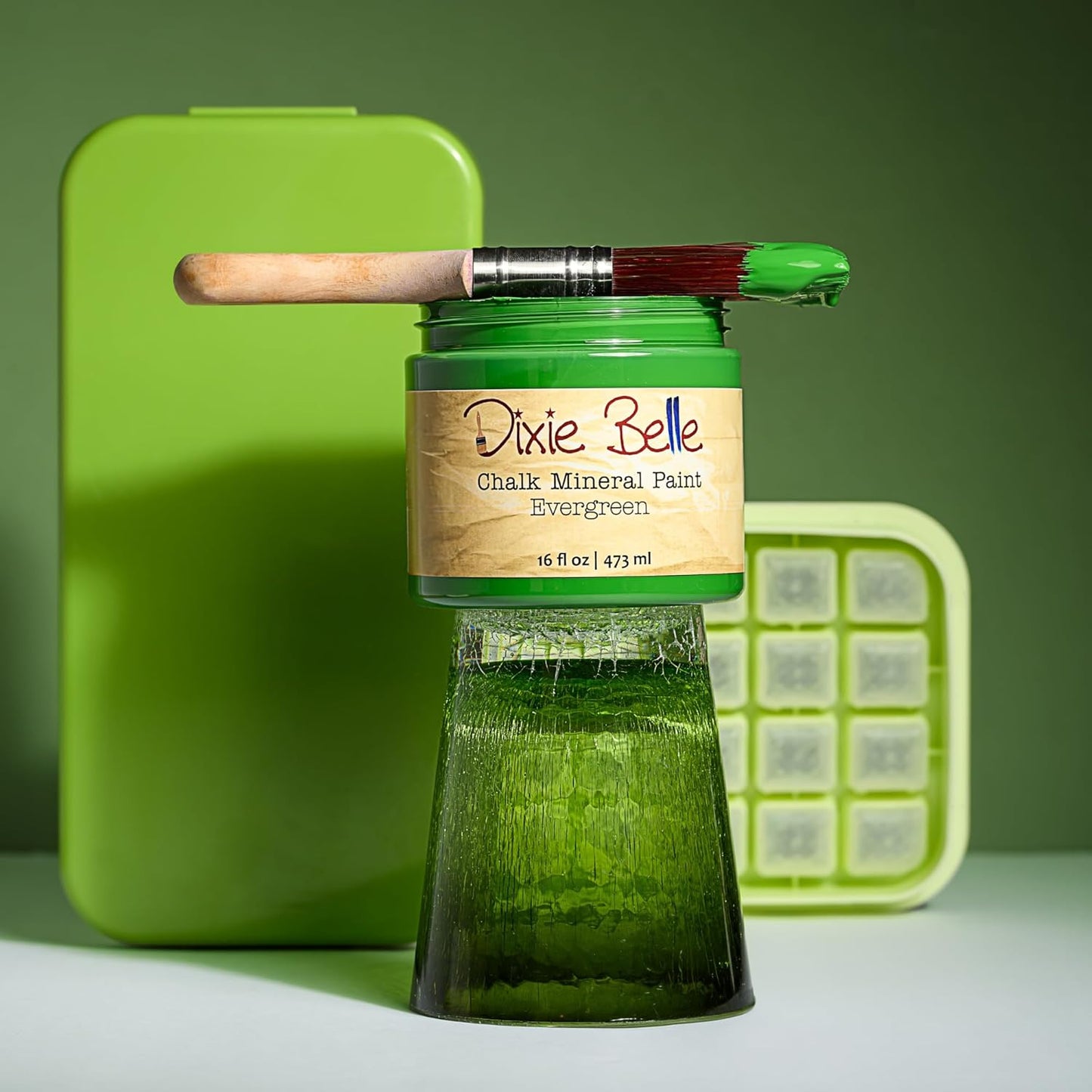 Dixie Belle Paint Company Chalk Finish Furniture Paint - Evergreen (4oz) - Matte Bold Green Chic Chalk Mineral DIY Furniture Paint