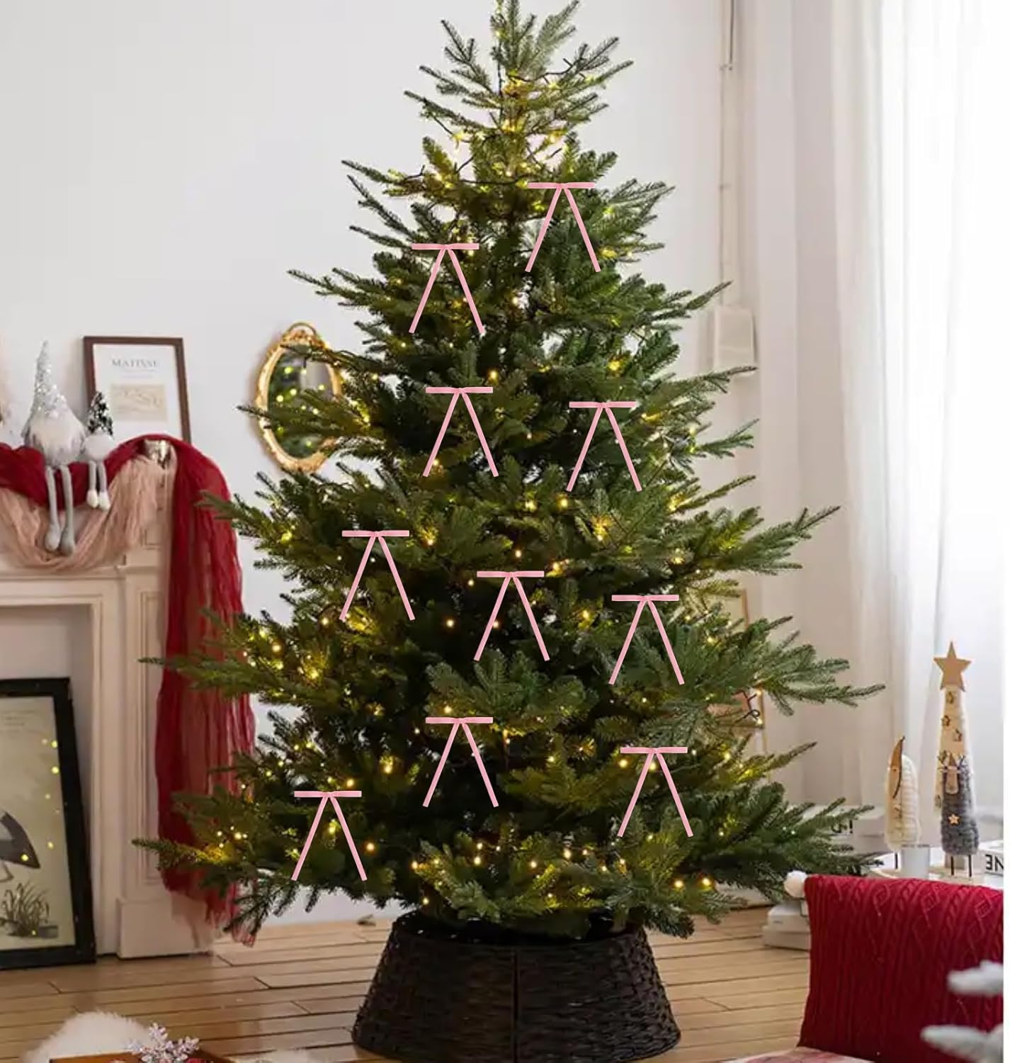 15 Yards Velvet Ribbon 3/8 Inch Single Face Pink Velvet Ribbon Spool Prefect for Holiday Wedding, Ribbons for Gift Wrapping, Christmas Tree Ornaments Wreath Hair Bows, Ribbons for Crafts