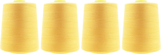 Mandala Crafts 4 Pack of Serger Threads Cones Spools - 20S/2 24000 Yards Polyester Butter Cream Threads for Sergers Machine and Overlock Quilting Sewing Machine