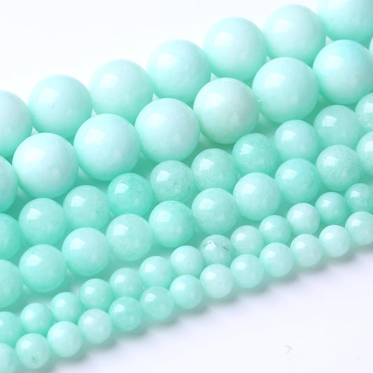 32PCS 12MM Amazonite Blue Jade Stone Beads Energy Healing Beads for DIY Jewelry Bracelet Necklace Making for Jewelry Making 15Inch