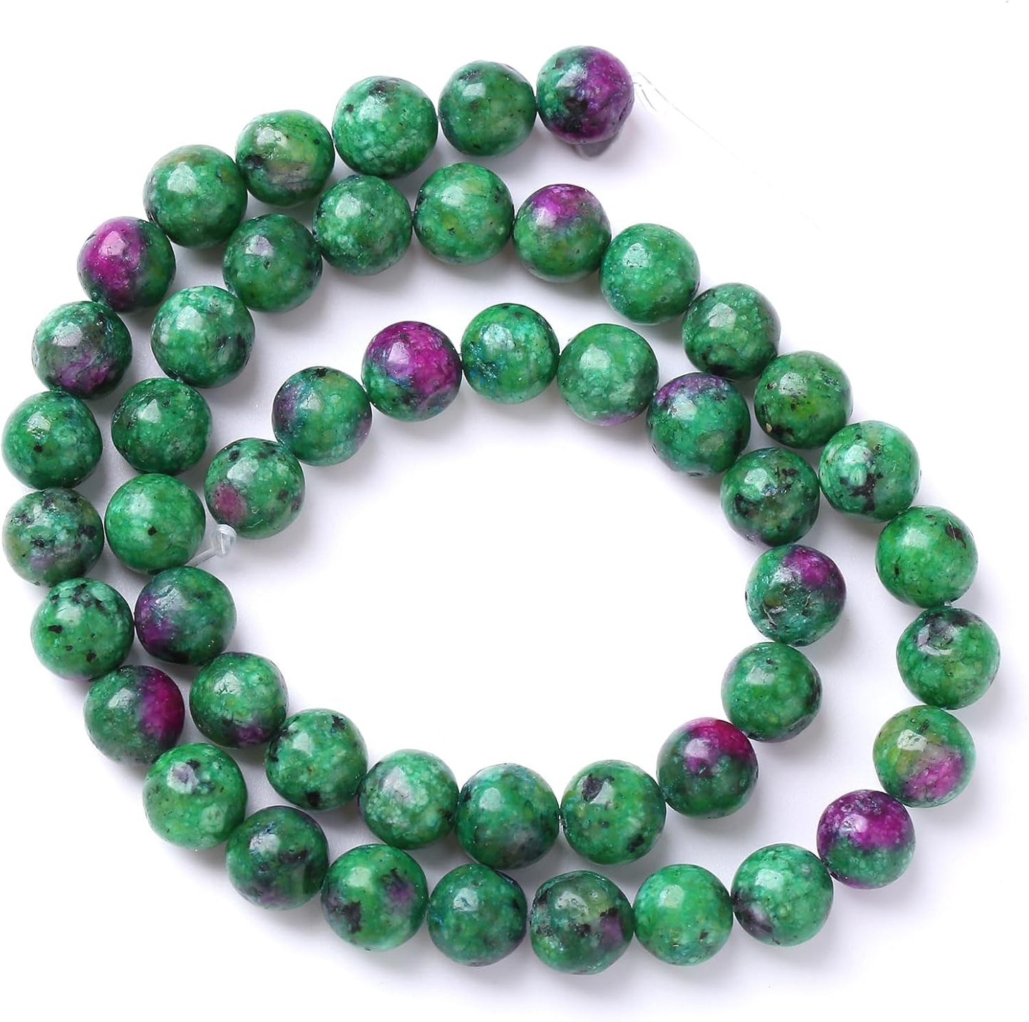 36pcs 10mm Natural Epidote Zoisite Stone Beads for Jewelry Making DIY Bracelet Necklace Accessories 15" Energy Healing Power Stone Beads