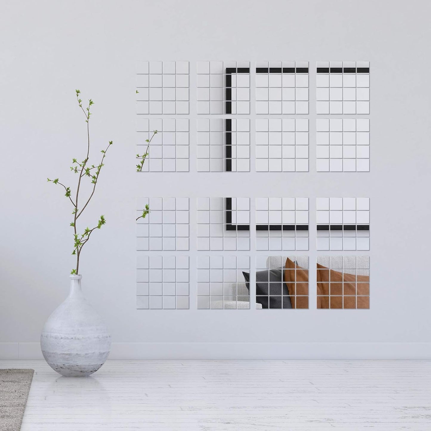 Jetec Mini Size Acrylic Square Mirror Adhesive Small Square Mirror Tiles for Crafts and DIY Projects Supplies(25 Pcs,5 Inches)