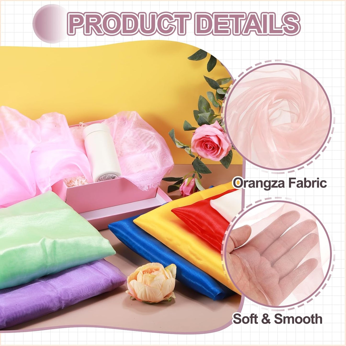 MECCANIXITY Iridescent Sheer Organza Fabric, 10 Yards x 59 Inches Solid Holographic Shiny Fabric Organza Cloth for Wedding, Curtains, Costume, Photo Background, Light Pink
