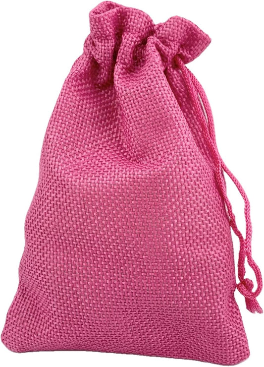 Palmhomee Pack of 25 Burlap Gift Bags with Drawstring Linen Jewelry Pouches Wedding Hessian Jute Bags for Birthday Jewelry and Treat Pouches Party Wedding Favors Gift Art and DIY Craft (4x5.6 Inch, Fuchsia)