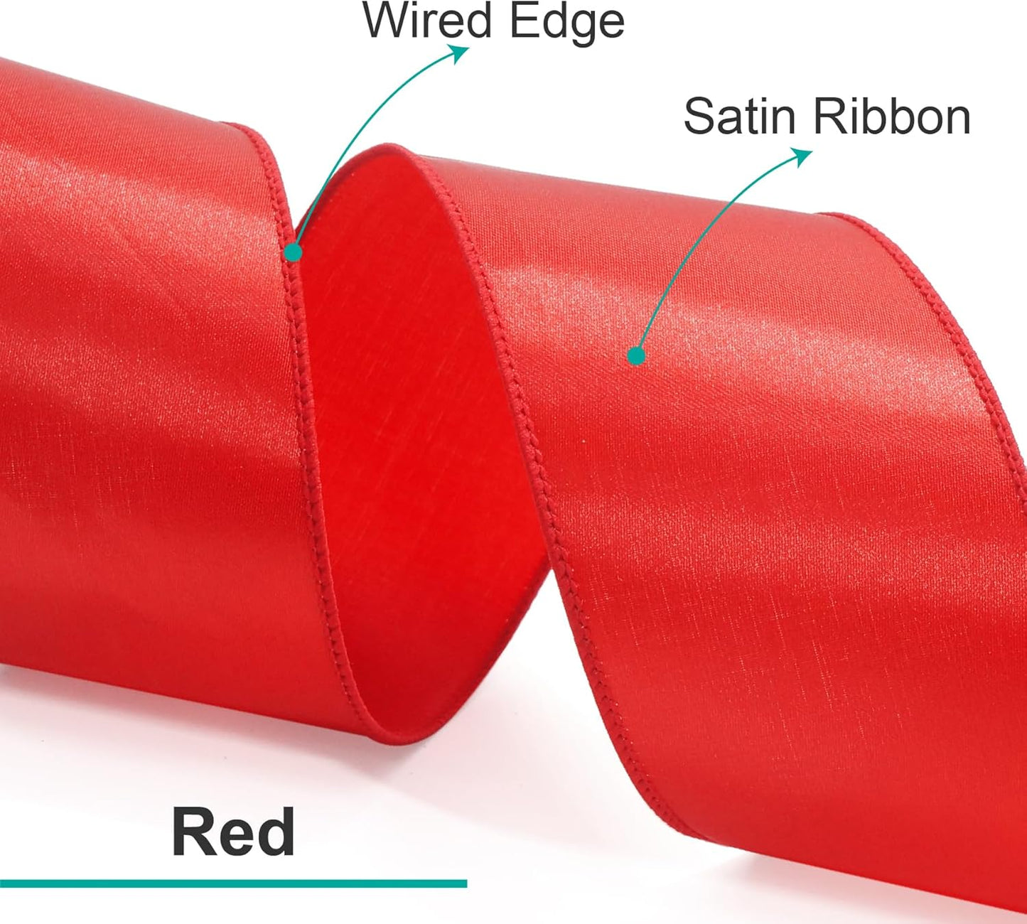 CT CRAFT LLC Satin Wired Ribbon 2.5 Inch x 20 Yards Red for Christmas Home Décor Gift Wrapping Tree Topper Bow Wreath DIY Crafts,