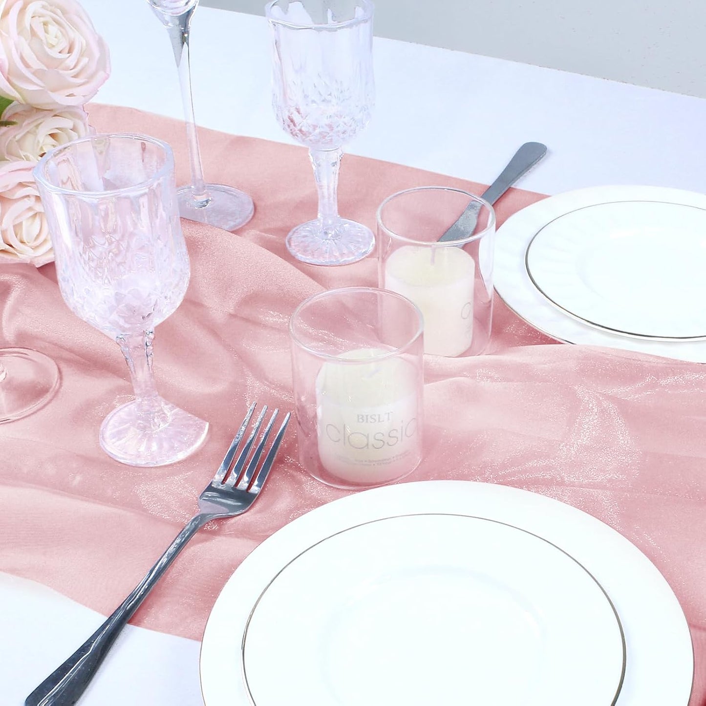 VACVELT Sheer Organza Fabric by The Yard, 60 Inch Wide Rose Gold Organza Fabric Bolt Bridal Sheer Tulle Fabric, Silk Organza Fabric Roll for Wedding Party Decorations Backdrop Curtain (1 Yard)
