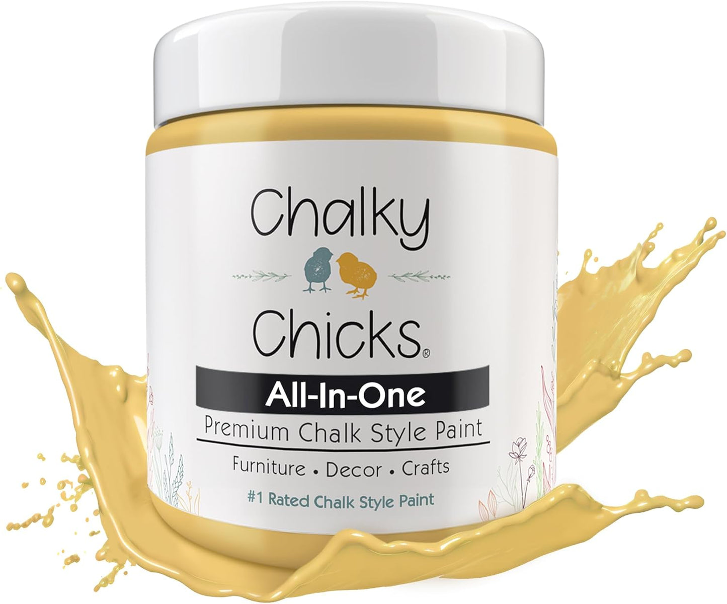 Chalky Chicks All-in-One Chalk Paint for Furniture or Cabinet - 4 Fl Oz - Matte Finish Tuscany (Yellow) for Metal, Wood Furniture Paint - No Sanding All-in-One for Home Decor & Crafts, USA Made