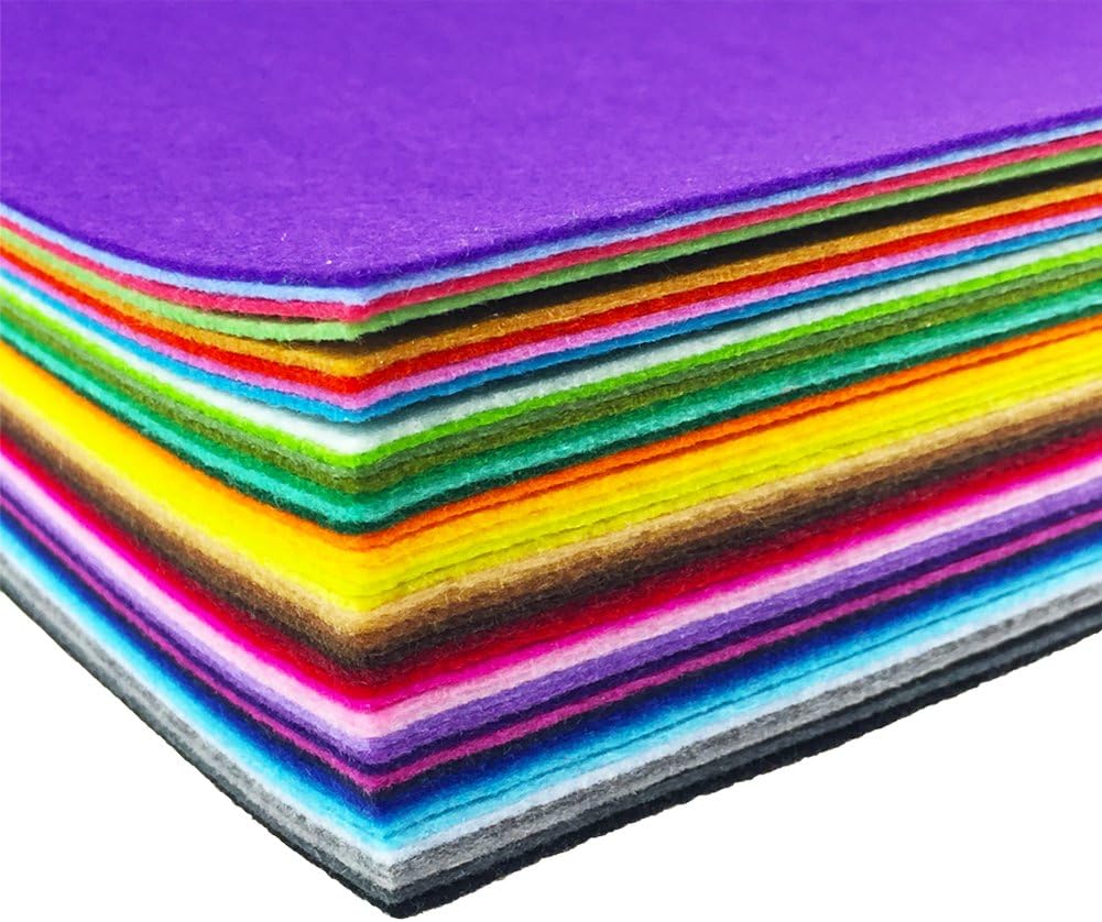 flic-flac 44PCS 8 x 12 inches (20 x 30cm) Assorted Color Felt Fabric Sheets Patchwork Sewing DIY Craft 1mm Thick … (20cm * 30cm, 44pcs)