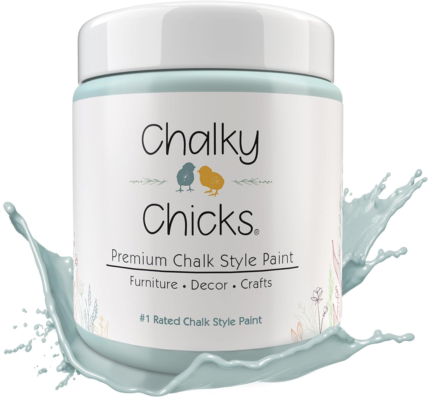 Chalky Chicks All-in-One Chalk Paint for Furniture or Cabinet - 16Fl Oz -Matte Finish Cancun Blue (Light Blue) for Metal, Wood Furniture Paint - No Sanding All-in-One for Home Decor & Crafts, USA Made