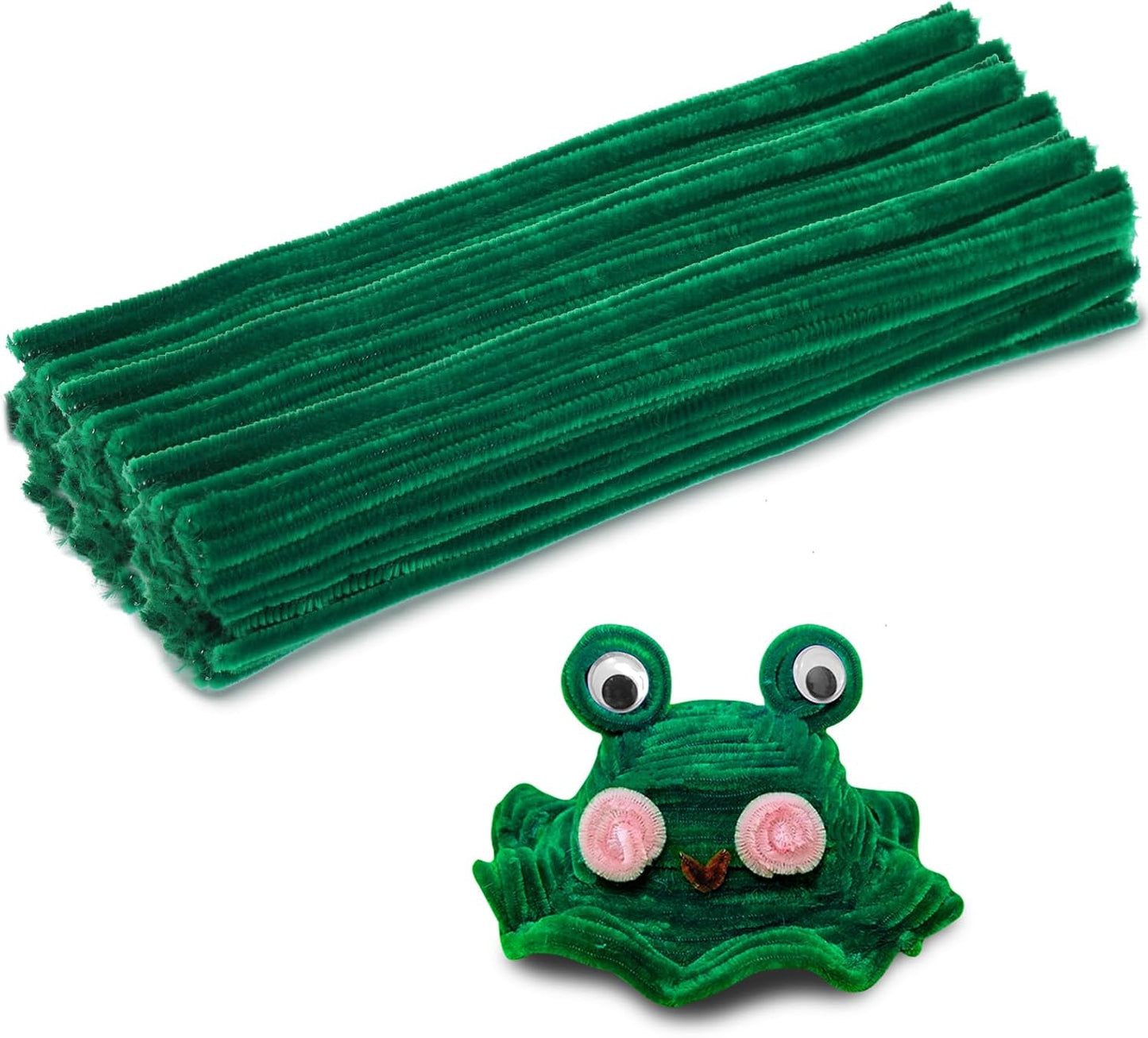 kdafio 120 Pcs Dark Green Pipe Chenille Stems, Chenille Stems Pipe Cleaners Long Craft Pipe Cleaners Pipe Cleaners for Hair Locs Beginner Creative Crafts Christmas Decorations