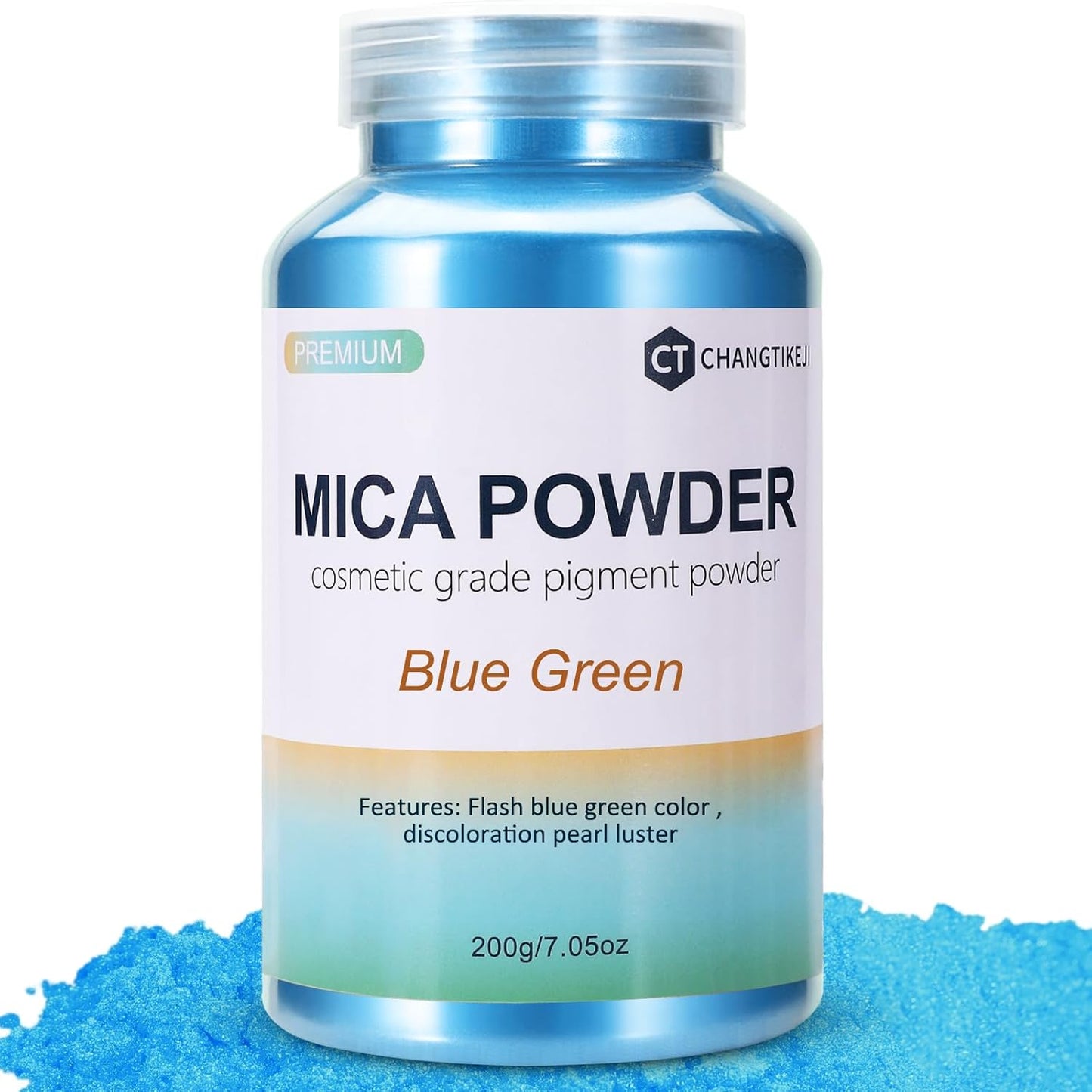 Mica Powder,7.05OZ（200g）,Blue Green Mica Powder Pigment for Epoxy Resin，Lip Gloss，Car Paint，Dye，Soap Making，Nail Polish,Epoxy Resin,Candle Making,Bath Bombs