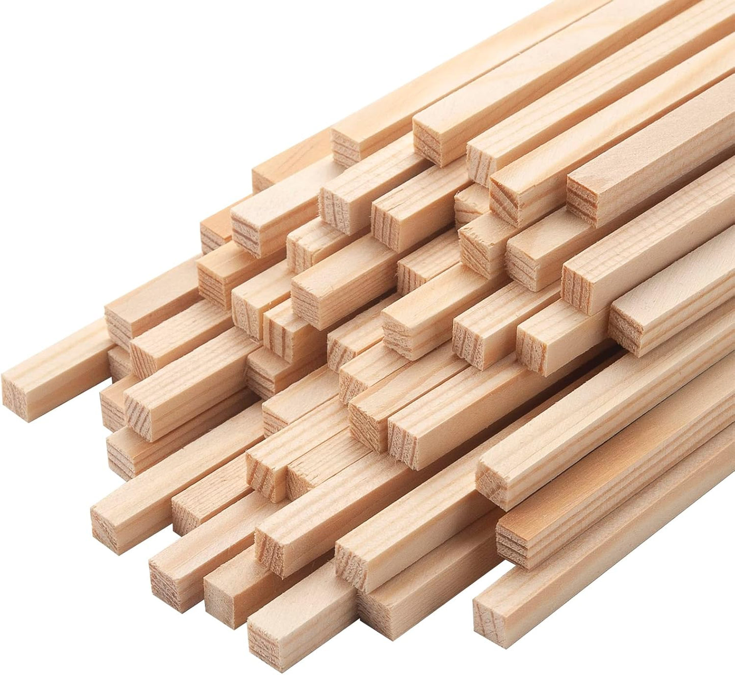 50PCS 1/4" x 12" Square Wooden Dowel Rods, Small Wood Square Dowel Rods Unfinished Wood Craft Sticks Hardwood Sticks Wooden Strips for Arts and DIYers, DIY Projects Home Decor Woodworking