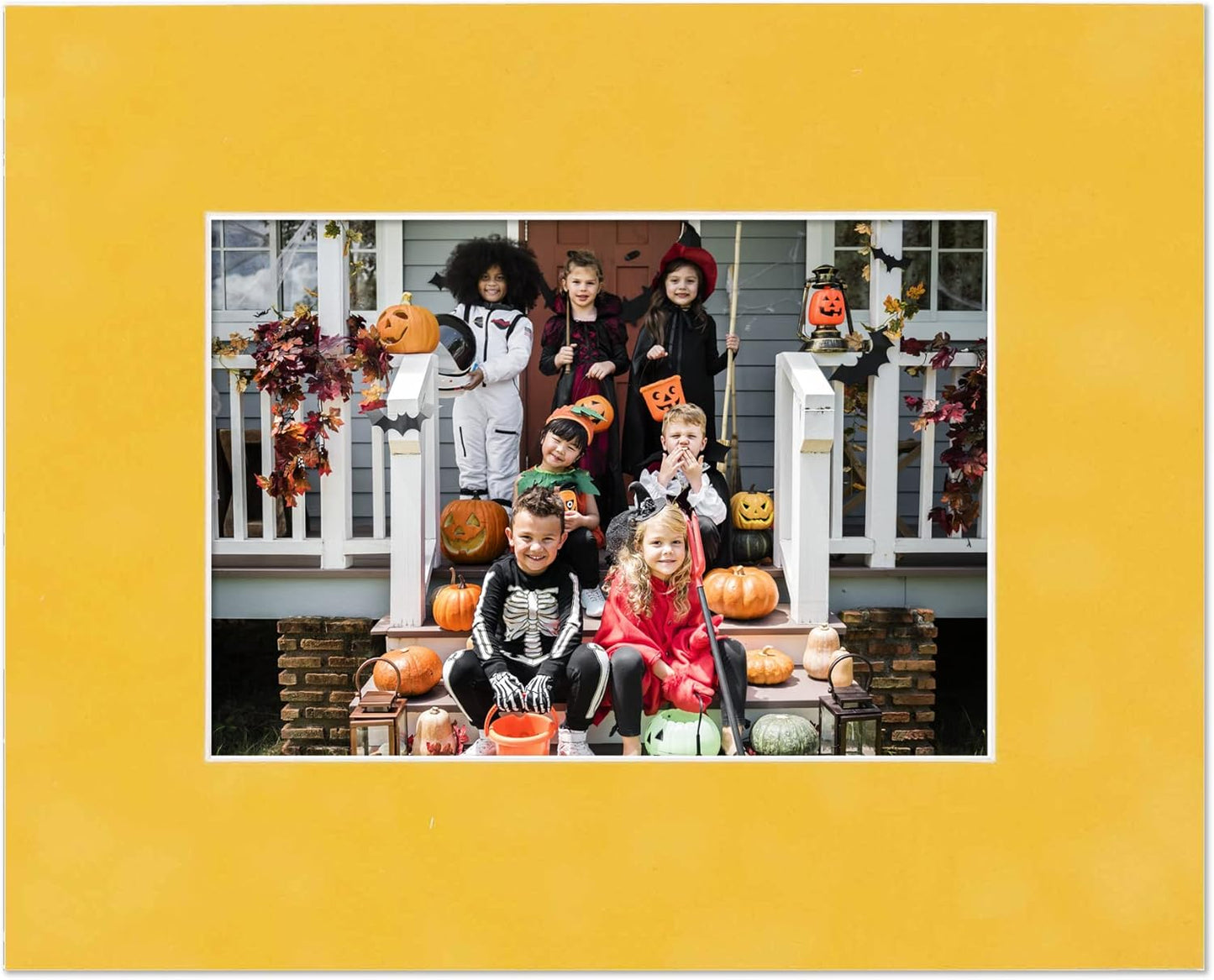 11x14 Mat Bevel Cut for 8.5x11 Photos - Acid Free Sunrise Yellow Suede Precut Matboard With Backing Board and Crystal Clear, Self Seal Mat Bag - For Pictures, Framing - 4-ply Thickness