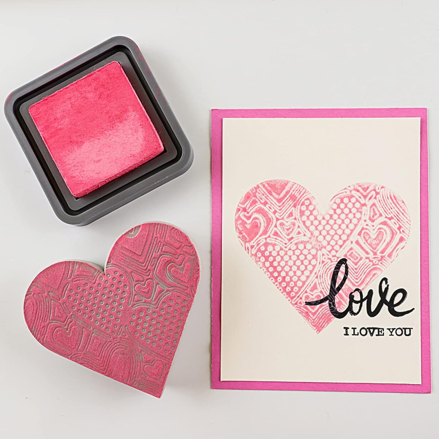 BAOFALI 4 Pcs Heart Cut Stamping Foam Grey Moldable Foam Stamps Plastic Dry Foam Stamp Pad Cut and Dry Foam Stamping Foam Block for Sculpture, Modeling, DIY Arts and Handicrafts Projects