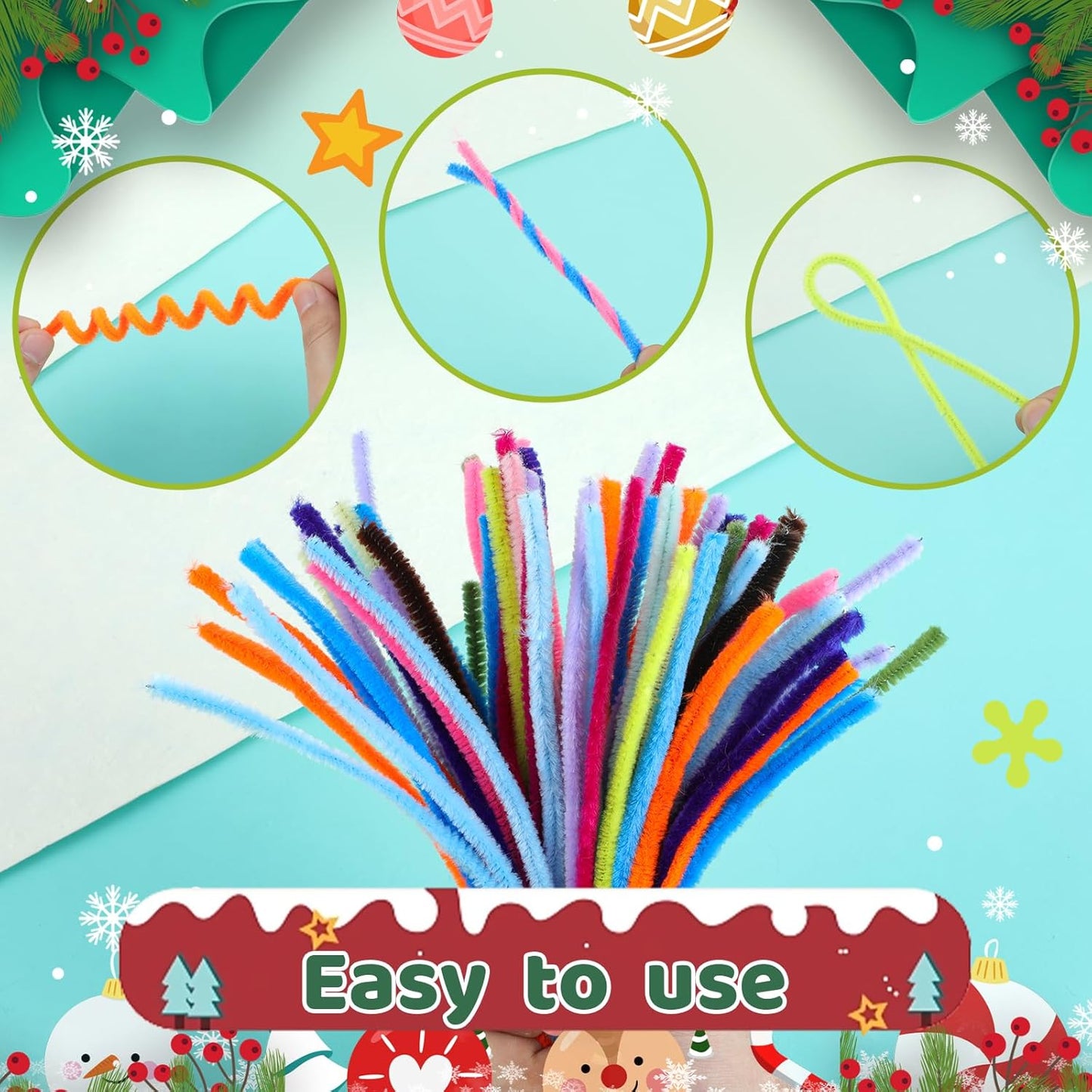 200PCS Pipe Cleaners, Yellow Pipe Cleaners Chenille Stem, Fuzzy Sticks Pipe Cleaners Craft Supplies for DIY Arts Crafts Project
