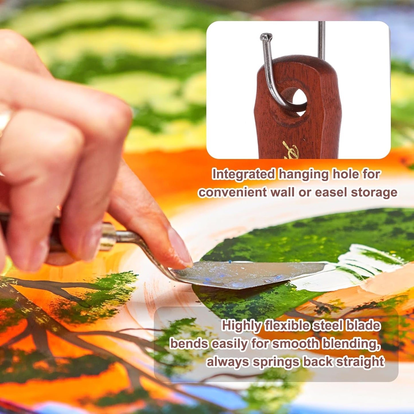 MECCANIXITY Pack of 1 Large Palette Knife No.9, 11" Long Palette Knives with Stainless Steel Flexible Spatula Pallet Knife and Wood Handle for Scraping, Mixing, Oil Acrylic Painting Canvas