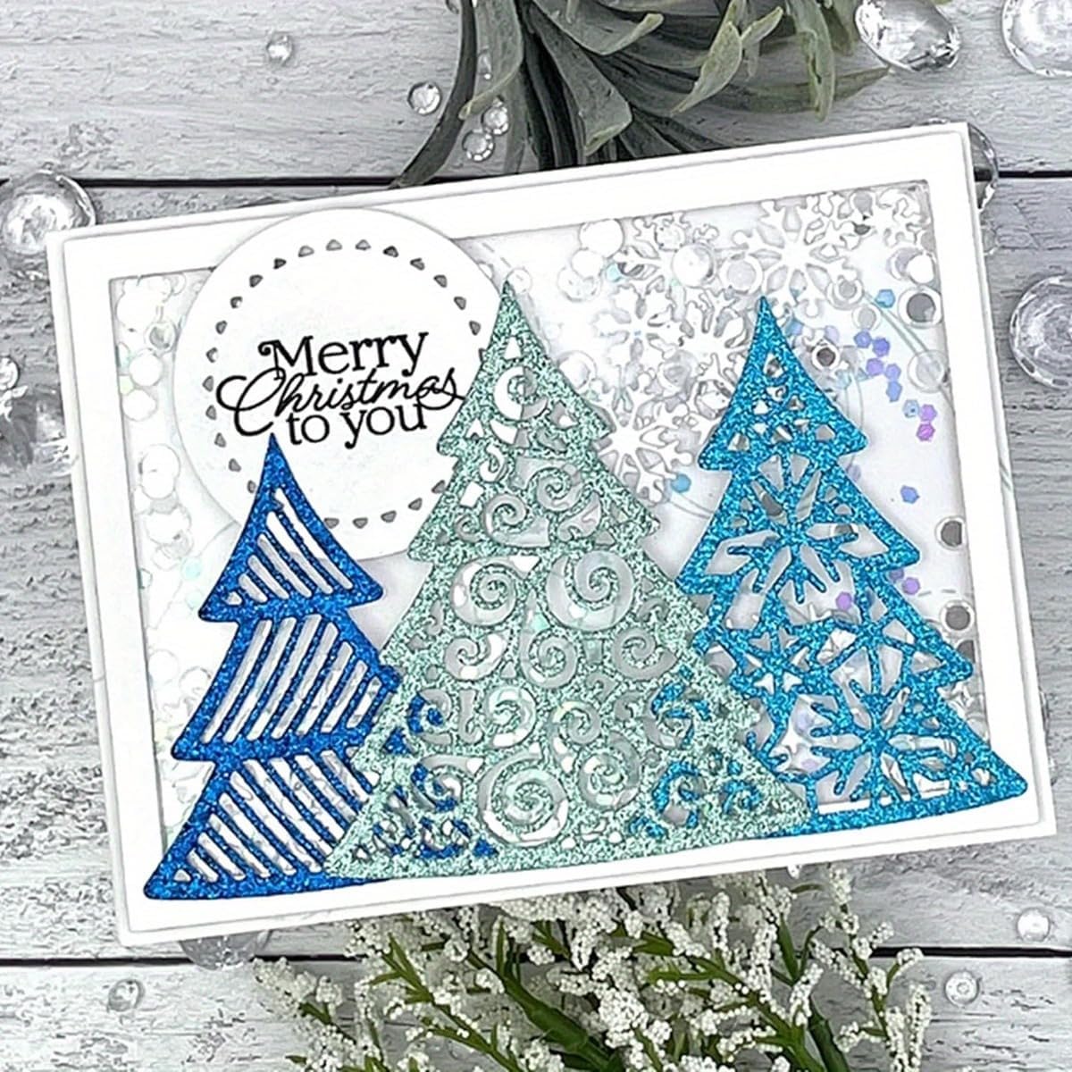 Lapoo Festivals Metal Cutting Die for Scrapbooking - Durable, Cut Stencils for DIY Scrapbook Photo Album Decorative Paper Card, Card Making Supplies, Embossing (A Christmas Tree Set 5.5 x 3.5 in)