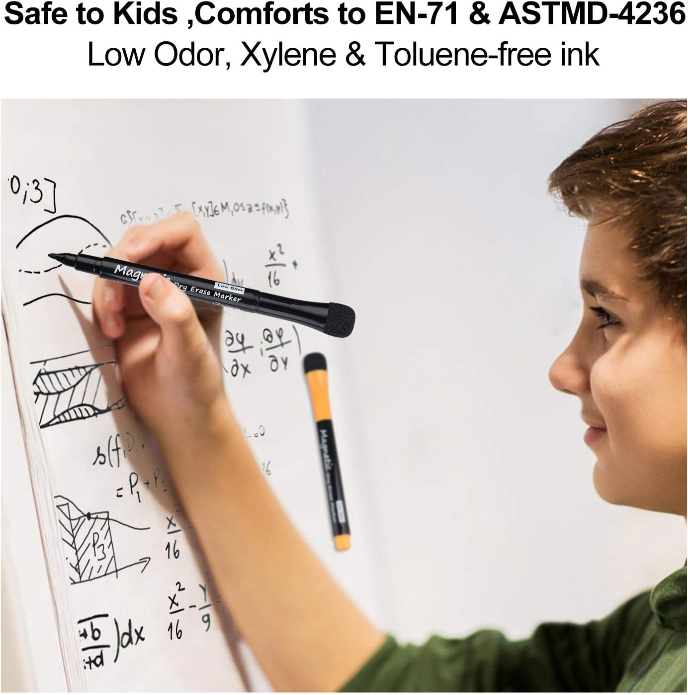 Browill Magnetic Dry Erase Markers, Fine Tip Low Odor Whiteboard Markers for Kids & School, Work On White board & Calendar, Refrigerator (12 Pack)