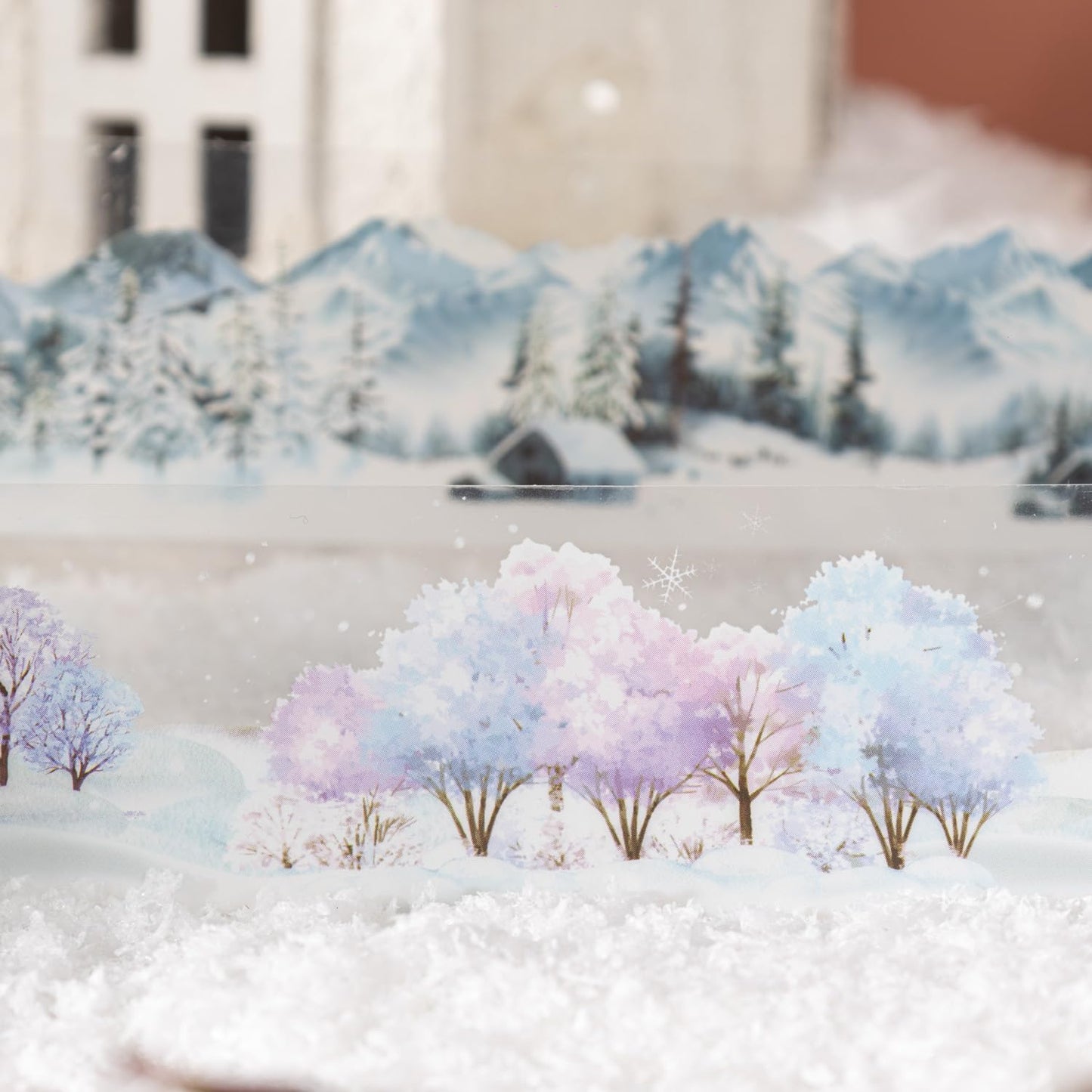 6 Rolls Winter PET Tape Set, Landscape Stickers for Journaling, Scrapbooking, and DIY Crafts, with Decorative Clip