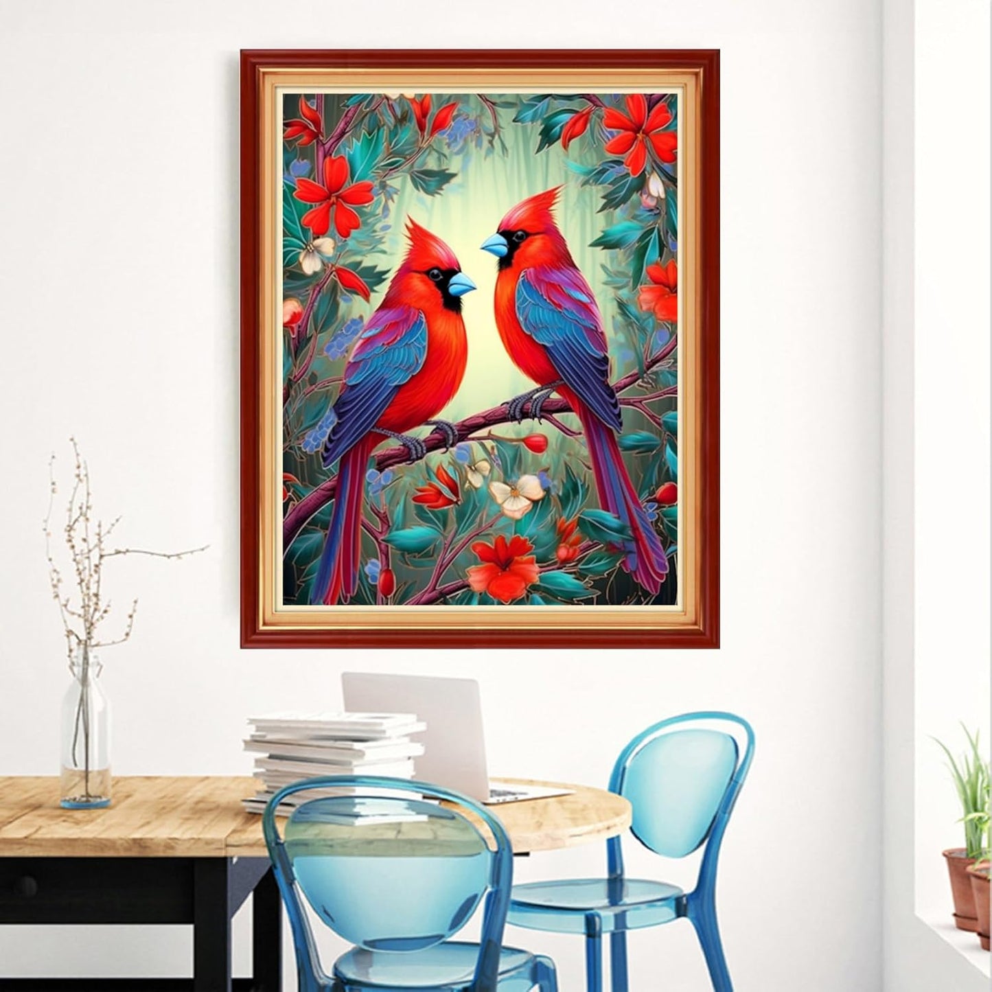 Magxvouy Cross Stitch Kits Stamped Full Range of Embroidery Kits,Cross Stitch Patterns Needlework Kits for Beginners 11CT Printed Kits&Flower Bird 16x20 inch