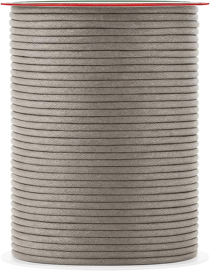 Mandala Crafts 2mm 109 Yards Taupe Cotton Waxed Cord for Jewelry Making Bracelet Cord Waxed String - Beading String Thread Jewelry Cords for Necklaces String