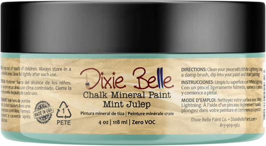 Dixie Belle Paint Company Chalk Finish Furniture Paint - Mint Julep (4oz) - Matte Mint Green Chic Chalk Mineral DIY Furniture Paint