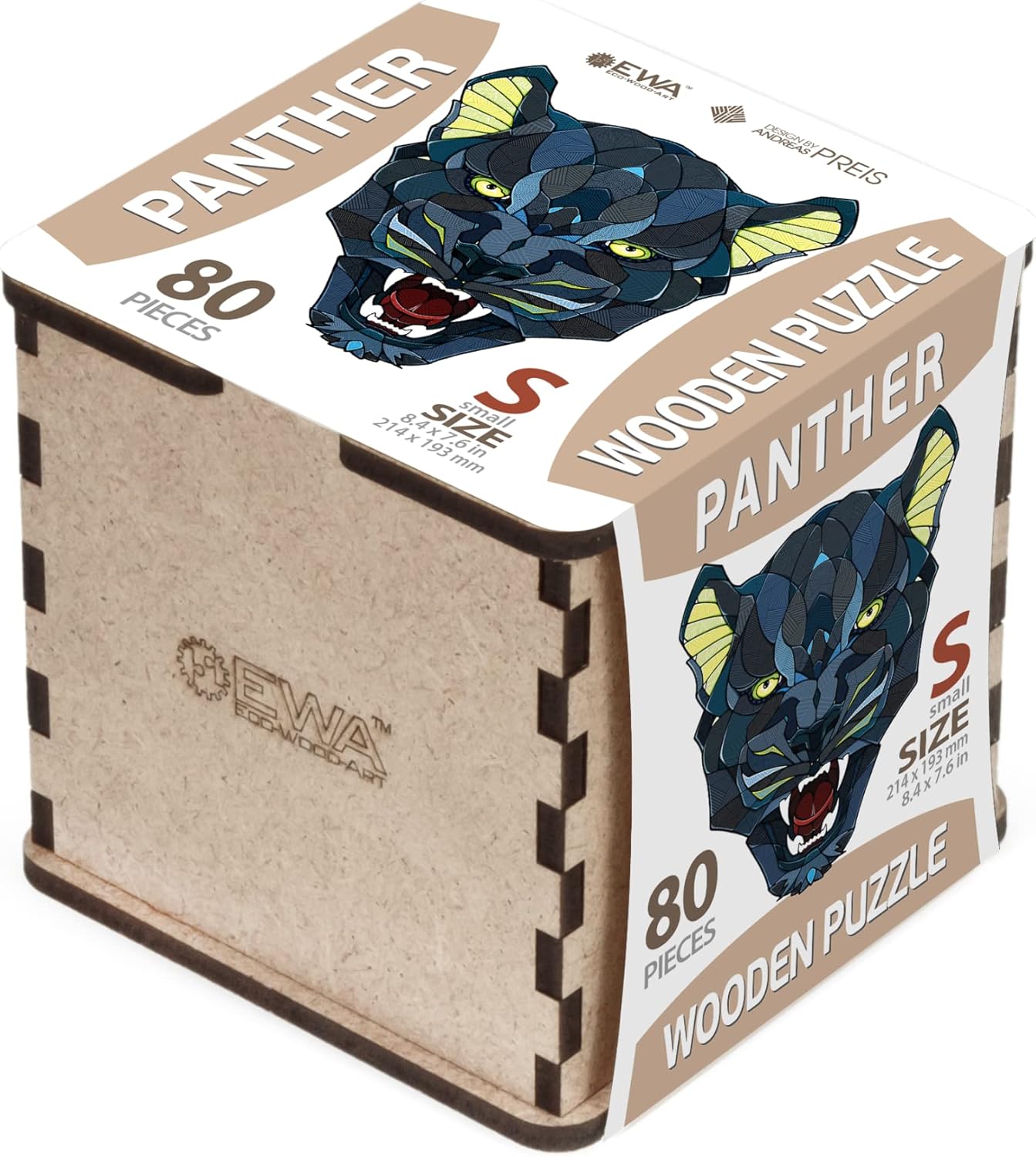 EWA Home Décor – Panther Small 80 Pieces – Wooden Jigsaw Puzzle for Adults – Perfect for Artistic Home Decoration and Mindful Relaxation