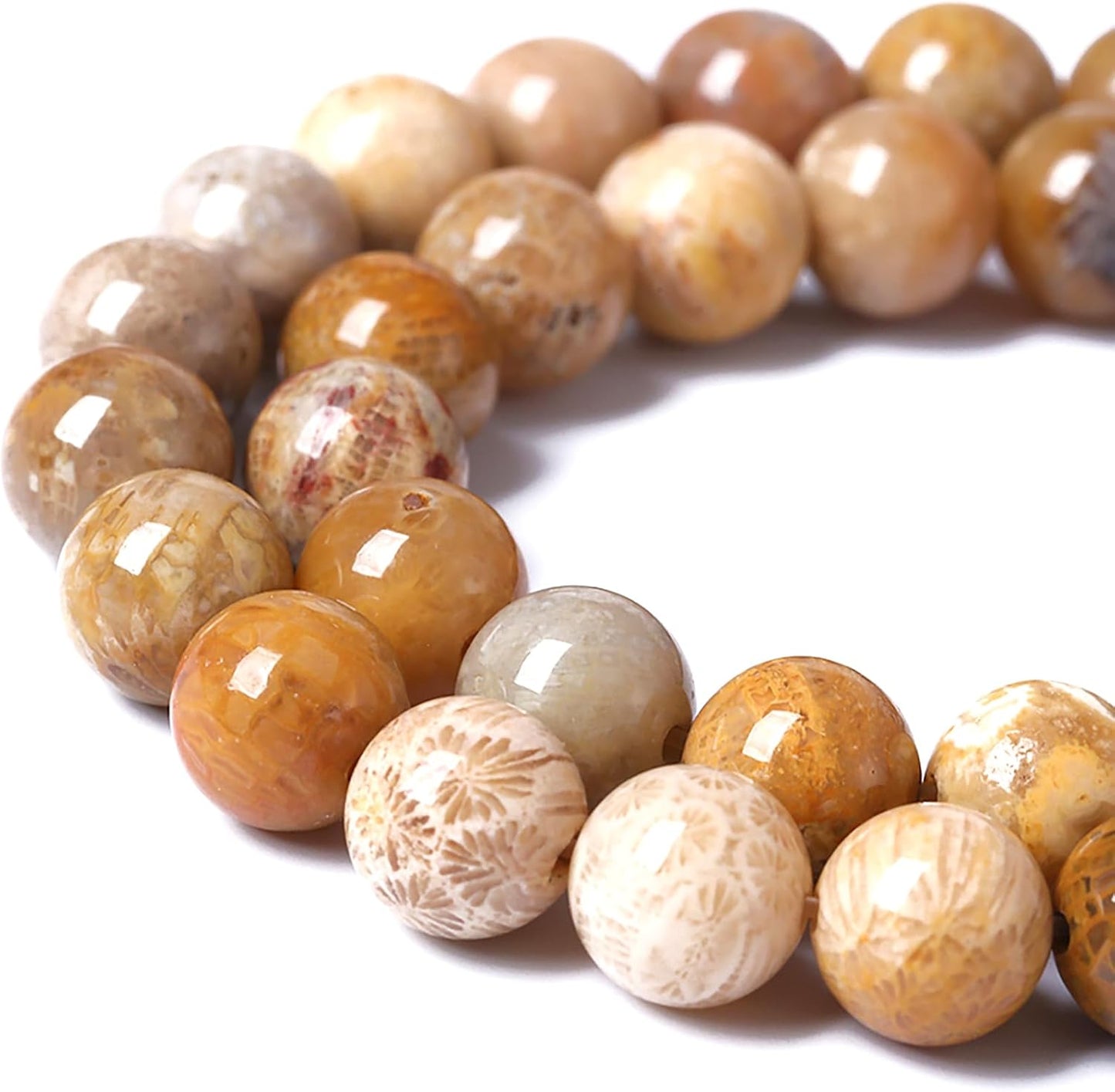 8MM Coral Jade Stone Beads Chrysanthemum Gemstone Round Crystal Energy Jade Beads for Jewelry and Bracelets Making 90pcs 2 Strands 32"