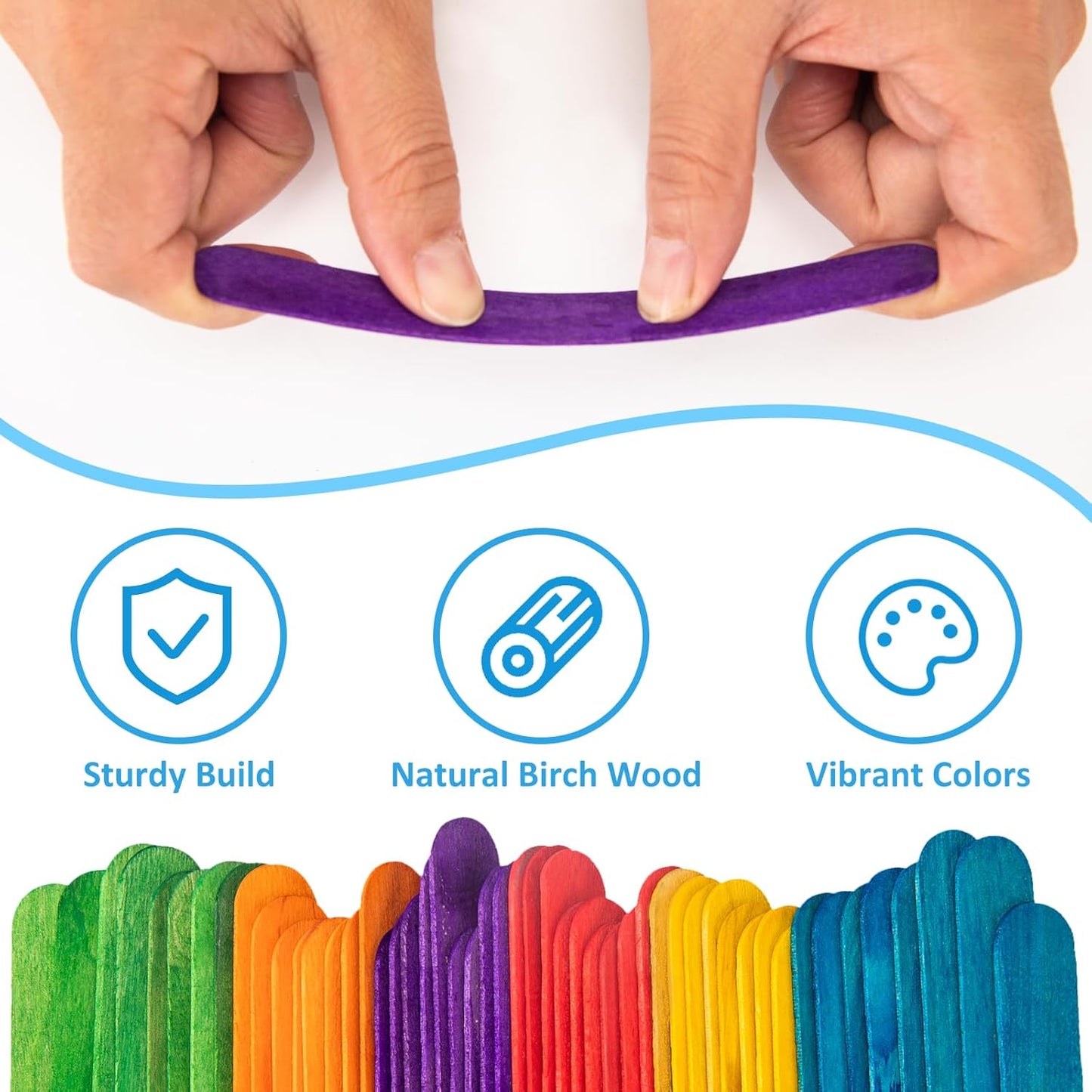 WISYOK 180 Pcs 6' Colored Jumbo Wooden Craft Sticks - Rainbow Wooden Popsicle Sticks for Creative Designs or Kids Education, Home Art Projects