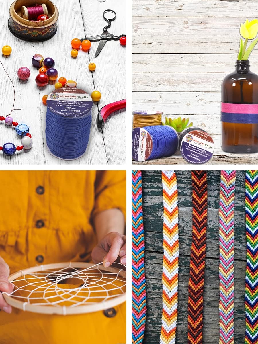 Mandala Crafts 1.5mm 109 Yards Green Cotton Waxed Cord for Jewelry Making Bracelet Cord Waxed String - Beading String Thread Jewelry Cords for Necklaces String