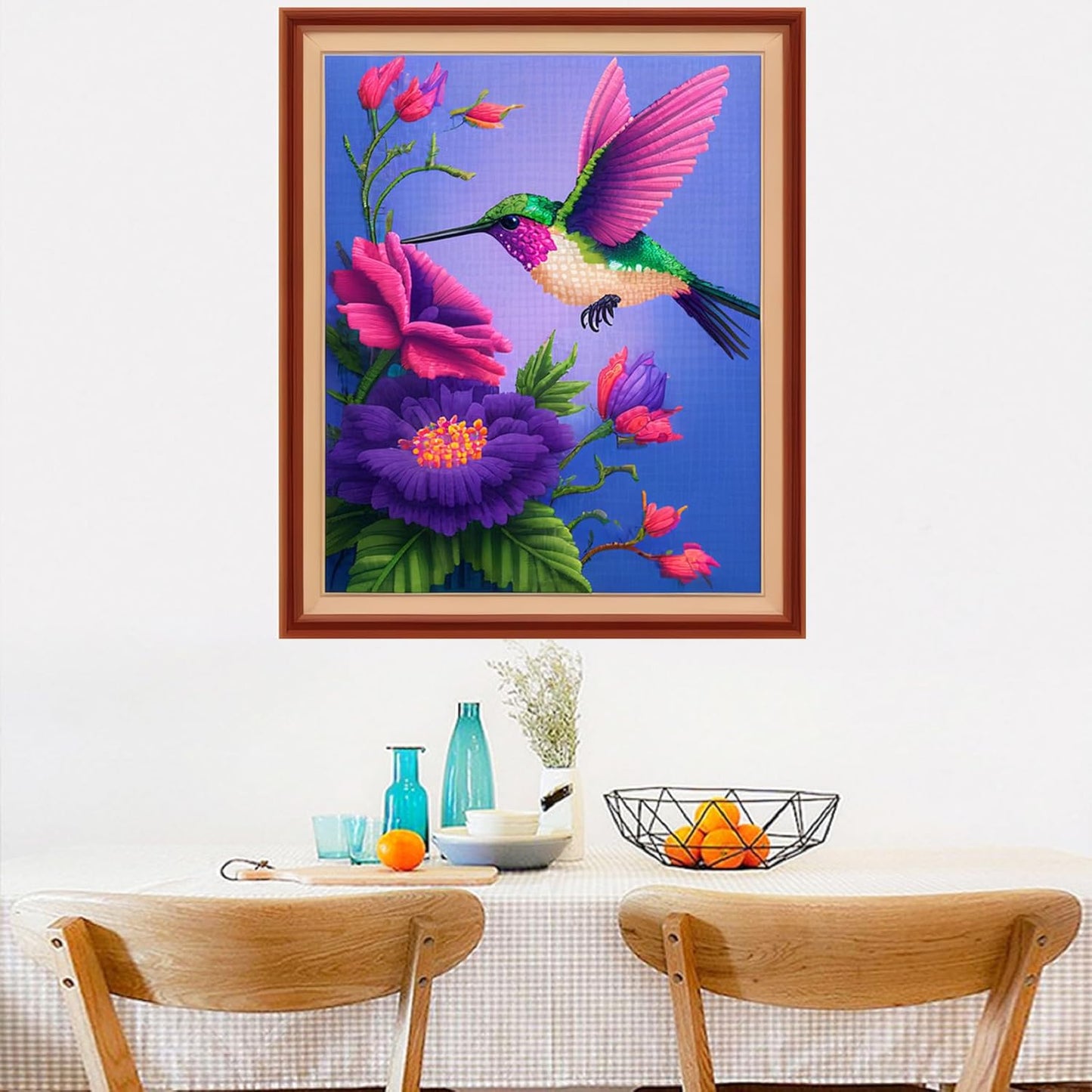 Dimensean Stamped Cross Stitch Kits Full Range of Embroidery Patterns Starter Kits for Beginners Adult or Kids DIY Cross Stitches Needlepoint Kits 11CT-Hummingbirds Gather Honey 15.7x19.7 inch